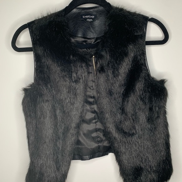 BEBE black faux fur vest - Picture 2 of 3